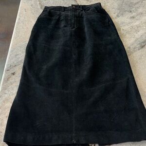 VTG Water Collection Genuine Suede Leather Maxi Skirt | Black | Size 5